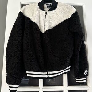 Nike Black and Cream Fleece Jacket